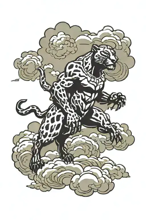Black Panther Walking On Cloud Background