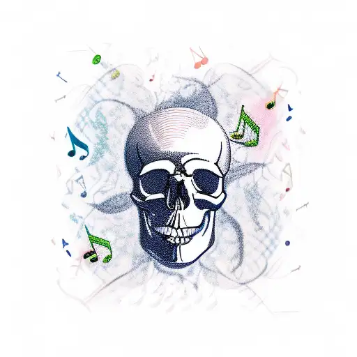 A Skull With Musical Notes Flowing Out Of It