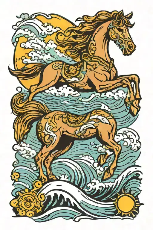 Horse Over The Sea And Sun