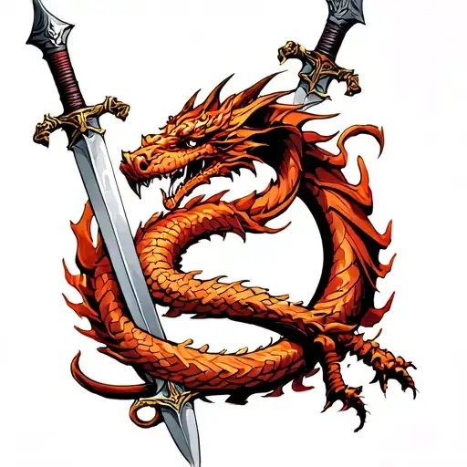 Circle Of Swords With A Dragon Wrapped