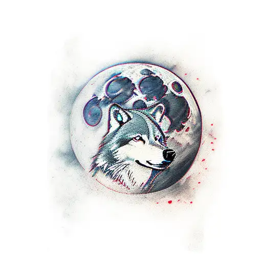 Blood Moon With Wolf