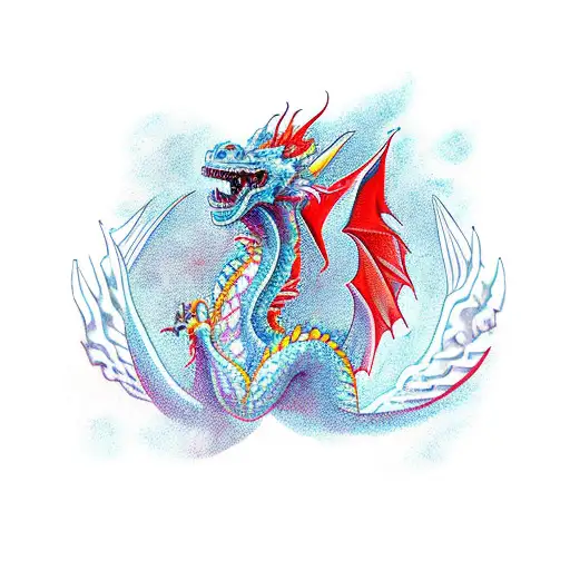 A Fierce Dragon Breathing Fire Surrounded By A Group Of Powerful And Confident Women