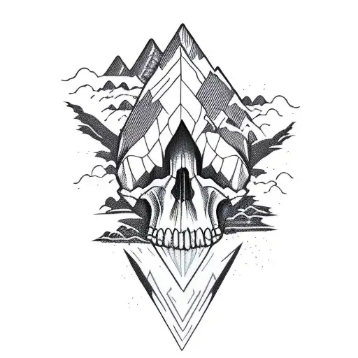 Skull Mountains River Rushing Lightning Woman