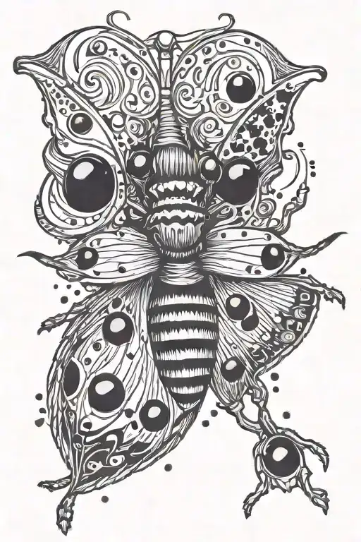 Moth Surroubded By 5 Big Black Dots