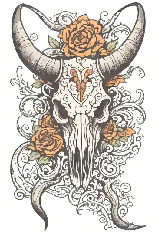 Long Horn Bull Skull
