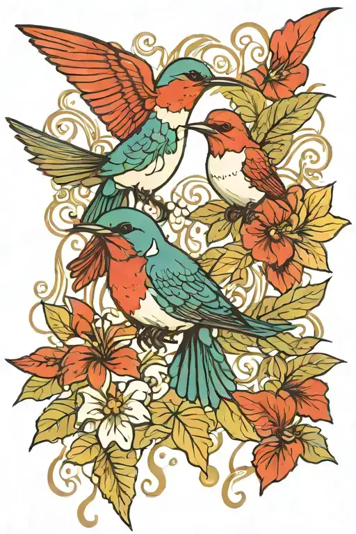 Hummingbird And Cardinal