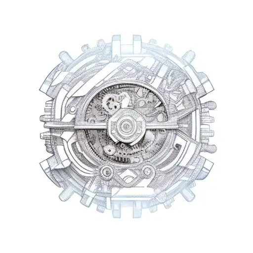 An Intricate Mechanical Gear With A Mountain Landscape Inside