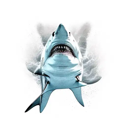 Full Shark Body In A Curve Motion Simple Drawing