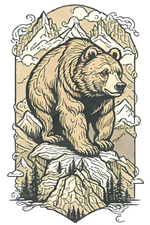 Bear And Mountains