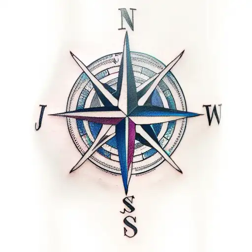 Compass Tattoo With Letters J K M N