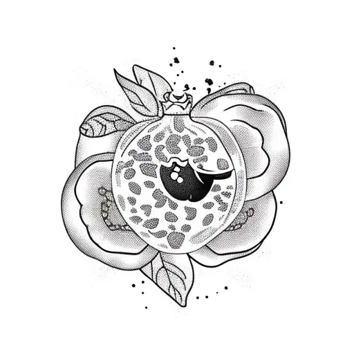 Half Pomegranate With Black Crown Around