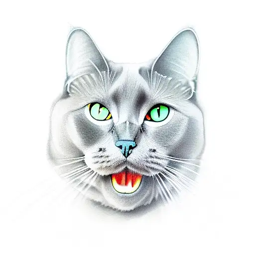 Puffy Majestic Very Black Cat With Green Eyes