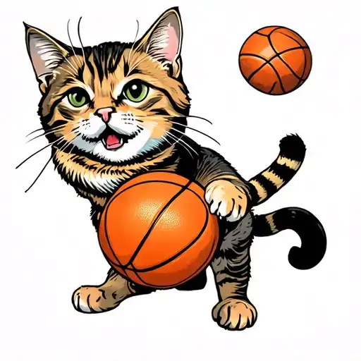 Cat Playing Basketball