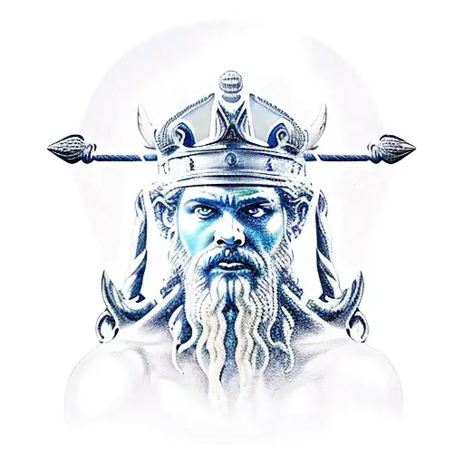 Poseidon With Crown And Trident