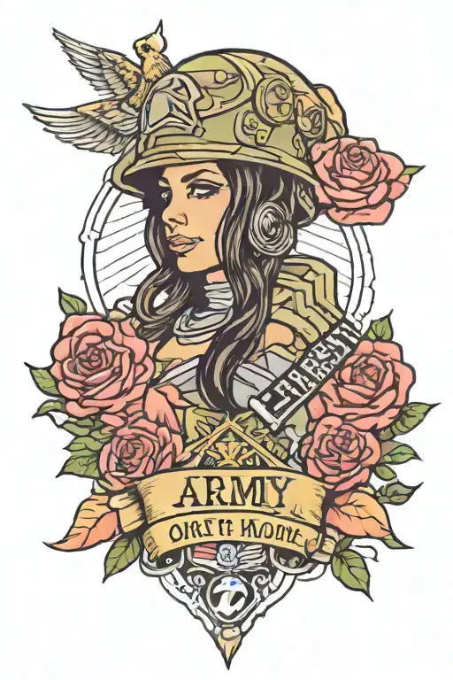 Army Mom Tattoo Design Featuring