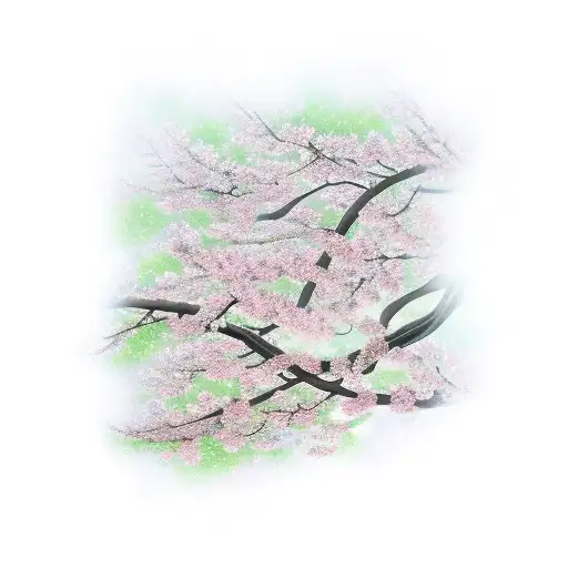 Aesthetic Japanese Katana And Sakura Blossom With Lightenings