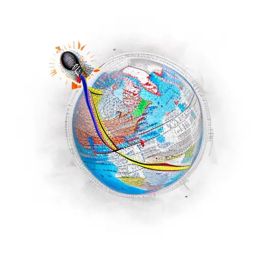 A Quill Pen With A Trail Of Words Forming A Globe