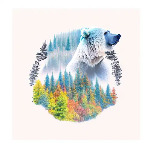 Bear With Trees And River