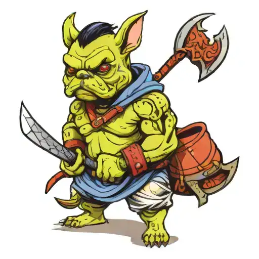 Samurai French Bulldog Orc With An Ax