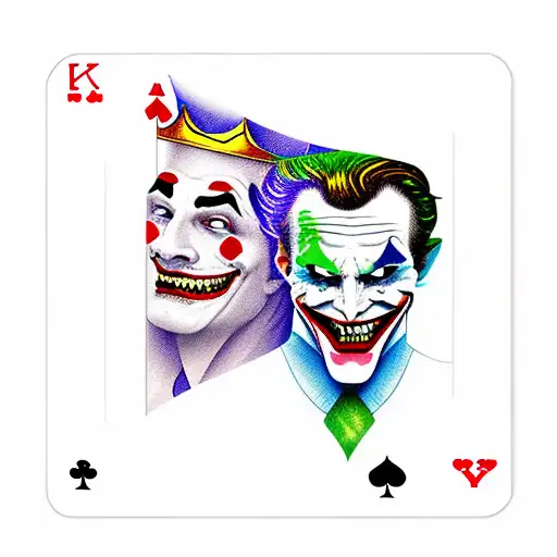 Playing Card With Half King And Half Joker