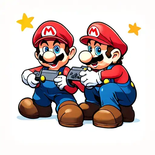 Mario And Peach Playing Video Games