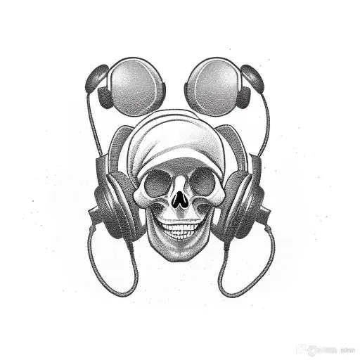 Funny Skull With Headphones