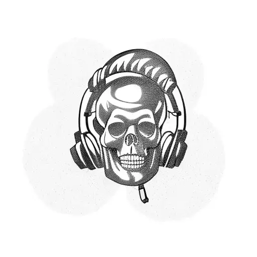 Funky Skull With A Mohawk And Headphones