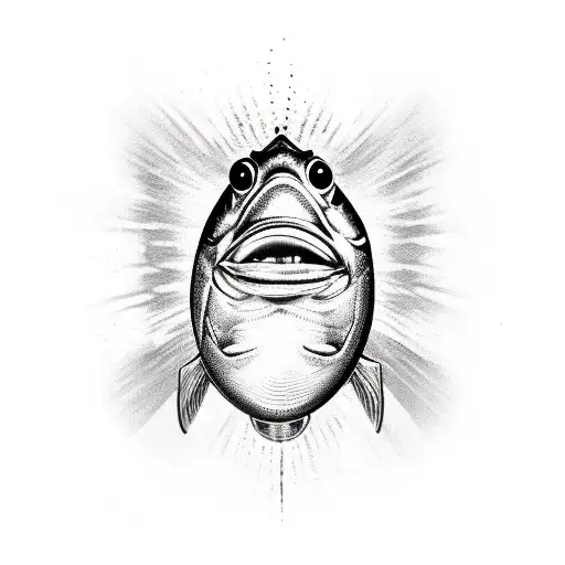 A Realistic Portrait Of A Fish With An Eye Made Of A Gavel