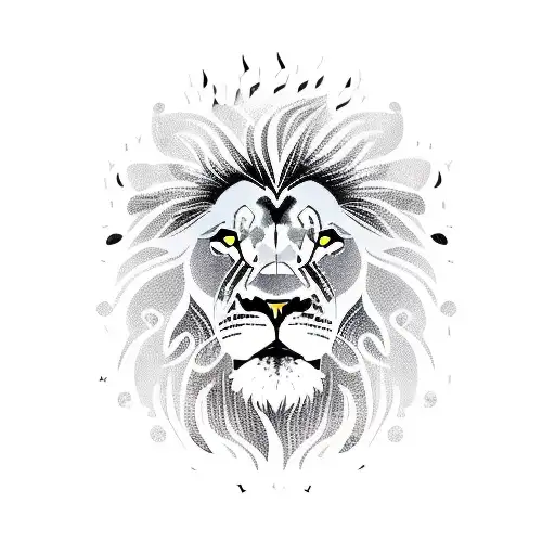 A Lion Playing A Guitar Surrounded By Musical Notes