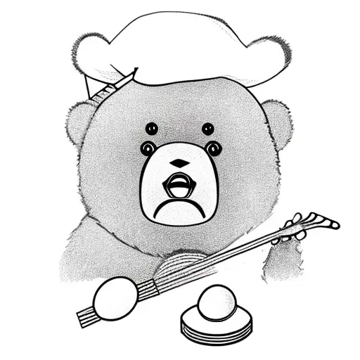 Bear Wearing Hat And Playing Drums