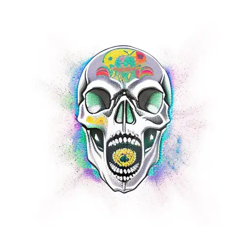 Skull With Dragger Going Through It