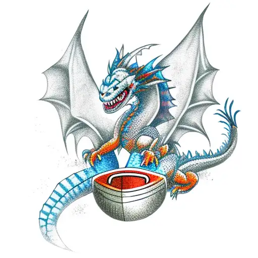 A Fierce Dragon Playing Hockey