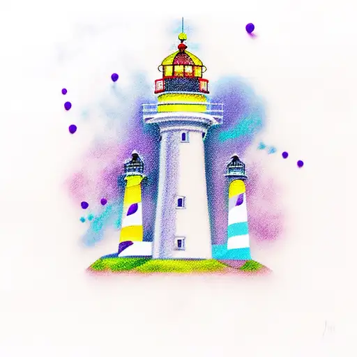 Lighthouse With Purple Cancer Ribbion