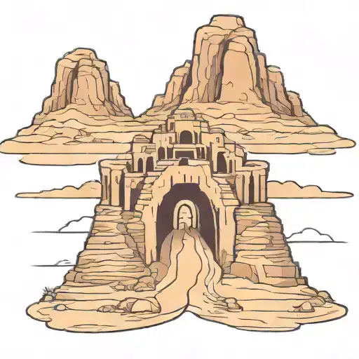 Desert Mountain With Tunnel Opening