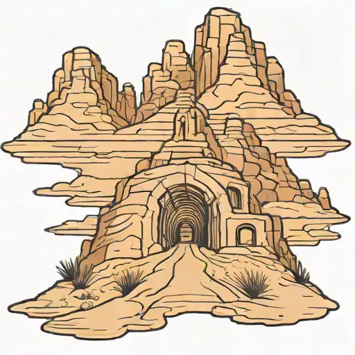 Desert Mountain With Tunnel Opening