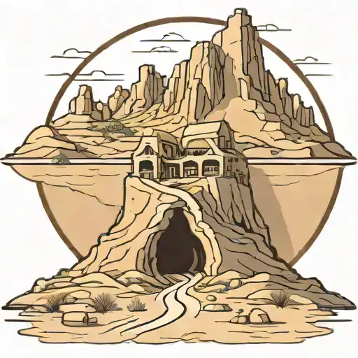 Desert Mountain With Tunnel Opening
