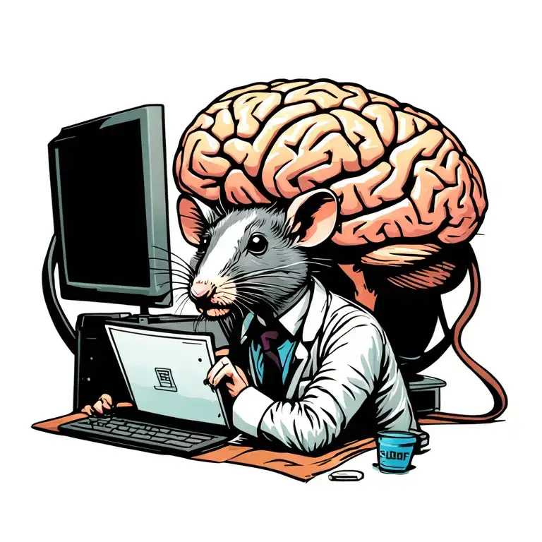 A Rat Scientist Studying A Human Brain