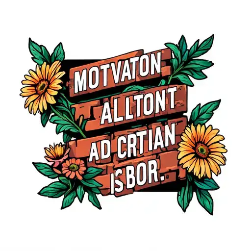 Motivation Quote And Flowers Blooming With Brick Wall