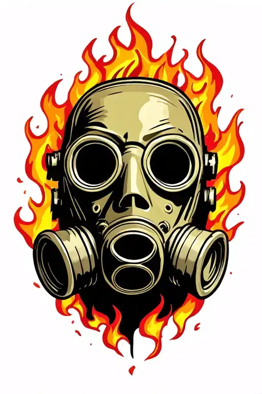Gas Mask Engulfed In Flames