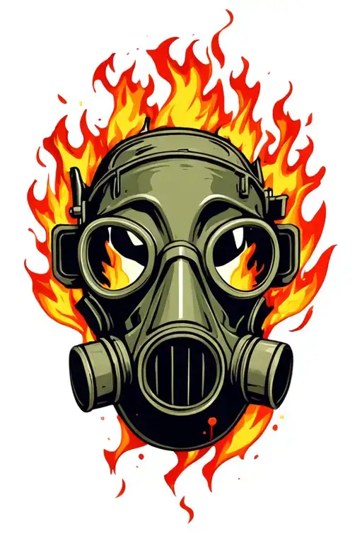 Gas Mask Engulfed In Flames