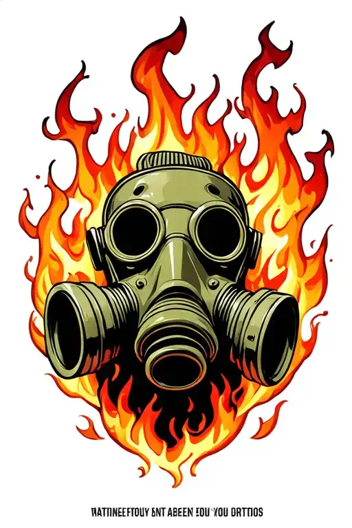 Gas Mask Engulfed In Flames