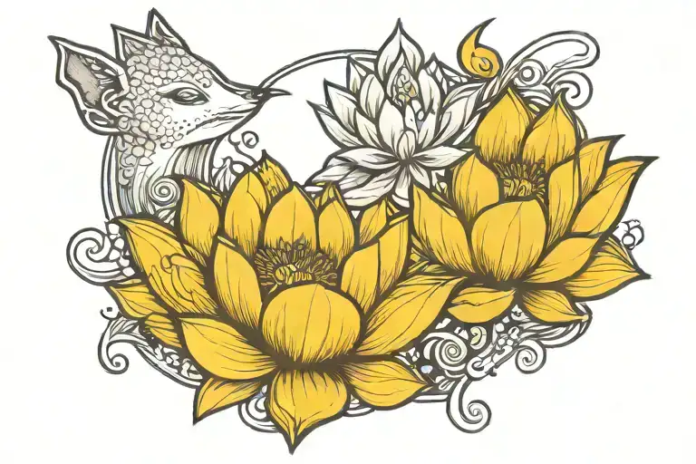 Neck Tattoo With Lotus Flower
