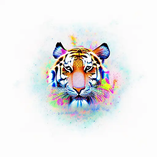 A Joyful Tiger Leaping Through A Field Of Colorful Butterflies