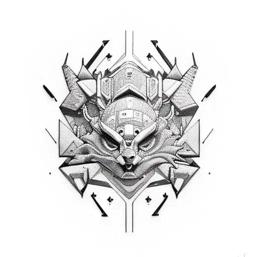 A Futuristic Streetwear-inspired Design Featuring A Fierce Animal In Dotwork Style