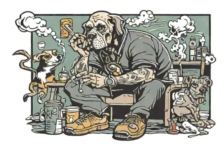 Dogs Ghetto Guy Smokes