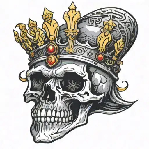 Skull Wearing The Golden Crown Of King Arthur