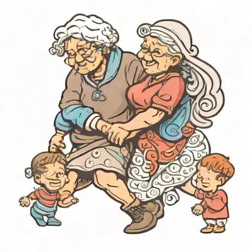 Grandmother And Grandson Holding Hands