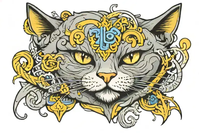 Cat With The Ukraine Symbol Intertwined