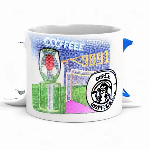 A Soccer Field With Coffee Mugs As The Goalposts