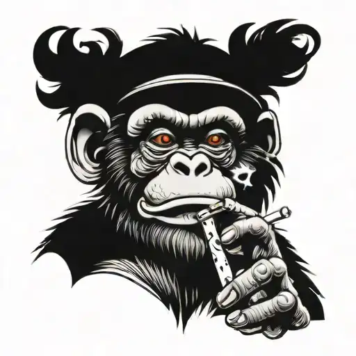 Cartoon Monkey Smoking A Joint